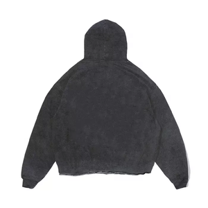 Custom Logo Winter Raw Hem <b>Distressed</b> Hoodie Washed Unisex Screen Print Street Wear Vintage 100% Cotton Quick Dry Breathable Men - Product Image 2
