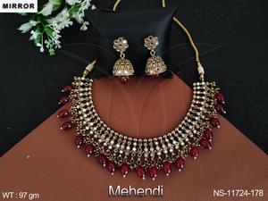 เครื่องประดับโบราณสไตล์แฟนซี Mehendi ชุบปาร์ตี้สวมชุดสร้อยคอ - Product Image 3