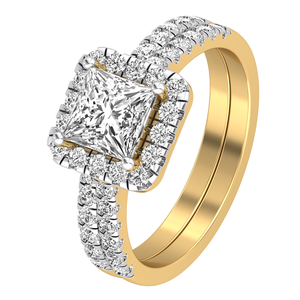 Bague de mariage en diamant de laboratoire de coupe princesse en or massif 10 carats pour femmes 1.66 Cts VS clarté EF couleur cadeau de fiançailles de luxe - Product Image 1