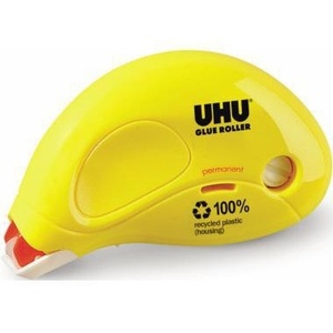 Rouleau adhésif permanent UHU 6,5 mm x 9,5 m, distributeur de ruban jaune non rechargeable - Product Image 1