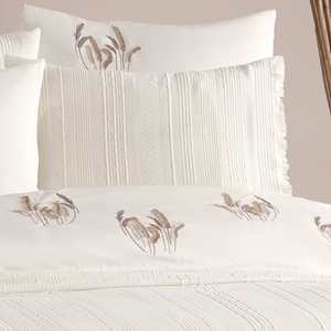 Juego de Ropa de Cama Guzide Arya Ekru de 7 Piezas, Personalizado, Clásico, de Lujo, 100% Chenilla Orgánica, Tejido a Rayas, Lavable - Product Image 3
