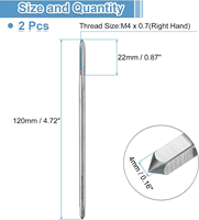 2 tarauds à filetage droit M4 x 0,7 H2 120 mm extra longs, métriques, pour machines à visser, outils de taraudage