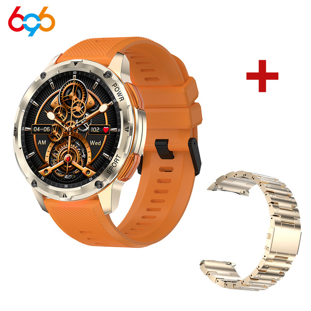 AK59 Android Smartwatch HD AMOLED Screen Alloy Case Leather Strap for for Heart Rate Blood Pressure Blood Oxygen