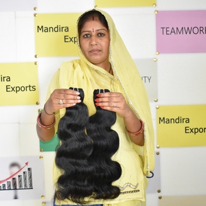 Mèches de cheveux naturels ondulés Bodywavy, sans nœuds, 100 % vierges non traités, cheveux indiens Remy, double trame machine, qualité Temple Single - Product Image 3