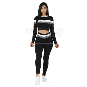 Ensemble de soutien-gorge Leggings de gymnastique pour femmes taille élastique solide séchage rapide respirant 100% coton ensemble de Yoga d'entraînement pour dames en gros - Product Image 1