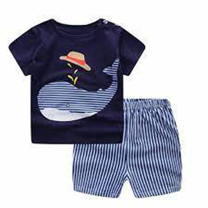 Attractive 2-PC Boy's Summer Clothes Set Solid Colors Printed Short Sleeve T-<b>Shirt</b> Handsome Thin <b>Tops</b> <b>Baby</b> Boy's Short-Sleeved - Product Image 2