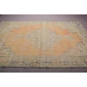 Vintage 6,46x10,4 ft Large Rug, Turkish Rug, <b>Yellow</b> Striped Rug - Product Image 3