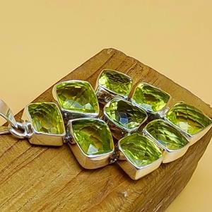 Collar pesado bohemio de Plata de Ley 925 con colgante grueso de topacio limón facetado, regalo elegante Simple para ella - Product Image 2