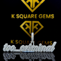 Pendentif Hip Hop Personnalisé Lettre et Chiffre Moissanite Argent Sterling 925 Plaqué Or Rhodié Qualité VVS 2-4 Pouces Enfant et Homme