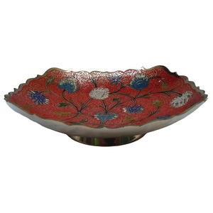 Frutero de latón de alta calidad con hermoso grabado multicolor y acabado de peltre para uso en la cocina - Product Image 3