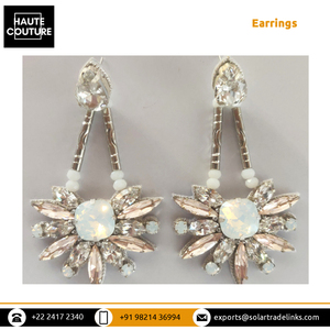 Pendientes de moda con cristales grandes en forma de gota, estilo broche, con cristales de ópalo y marquesa, pendientes llamativos personalizados de vendedor indio - Product Image 2
