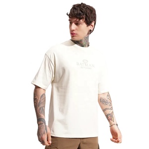 Camiseta lisa de algodón 100% para hombre, ropa informal desgastada cuadrada de gran tamaño, camiseta en blanco de peso pesado estampada de talla grande - Product Image 3