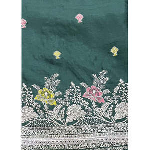 Costume festif non cousu en satin de soie Chanderi fantaisie - Product Image 2