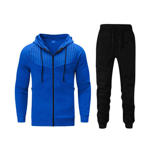 Último diseño de invierno para hombre 100% conjunto de chándal de algodón Casual manga larga con cuello con capucha Color negro sublimación patrón sólido - Product Image 1