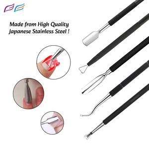 Coupe-cuticules ergonomique en acier inoxydable, meilleur repousse-cuticules noir poli, nettoyeur d'ongles à marque privée par Bahasa Pro - Product Image 3