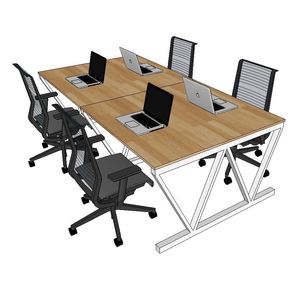 Escritorio Modular Industrial Moderno para Cuatro Personas con Patas de Acero en Forma de V, Requiere Ensamblaje (BNV68061) - Product Image 6