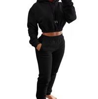 2025 Joggers recadrée logo personnalisé haut court capuche sweats pantalons de survêtement blanc sweats à capuche lourds ensembles femmes vêtements femmes tenues d'automne