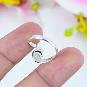 Natural Blue Topaz Gemstone <b>Ring</b> Vintage Silver Plated 925 Sterling Silver Round Cut Handmade Wedding Party Jewelry - Product Image 2
