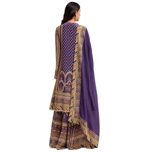 Conjunto Palazzo con estampado púrpura con trabajo de espejo, venta al por mayor, Ropa Étnica OEM para mujer, proveedor de fábrica, traje de fiesta étnico personalizado - Product Image 5