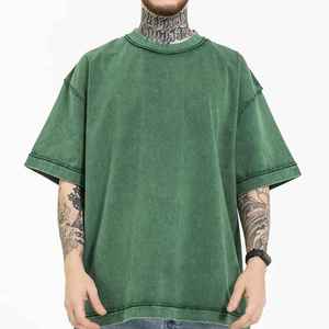 T-shirt à logo personnalisé pour hommes, élégant, blanchi, lavé à l'acide, délavé, séchage rapide, respirant, 100% coton, manches courtes - Product Image 2