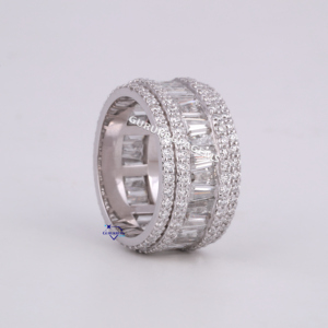 Mujeres 14kt oro blanco laboratorio cultivado diamante banda joyería VVS claridad canal conjunto Hip Hop colección boda cualquier venta al por mayor - Product Image 3
