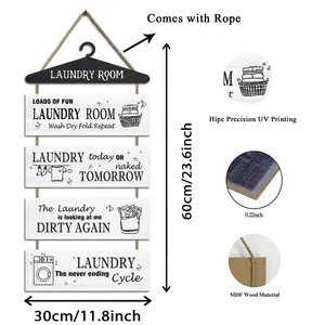 Wall hanging European style laundry room decoration wooden sign Laundry room wall decoration wooden sign rule warning sign