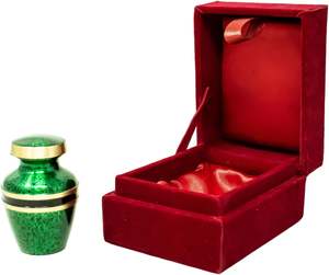 Mini urnas de cremación de recuerdo para cenizas humanas decorativas, urnas para adultos, urnas funerarias para mamá y papá (latón verde) - Product Image 3