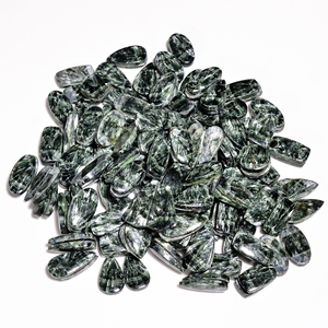 Paire de séraphinite naturelle Cabochon de quartz Tailles personnalisables en vrac Exportateur indien Pierres précieuses en vrac pour la fabrication de bijoux - Product Image 1