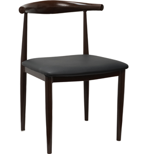 Sedia da pranzo contemporanea con schienale alto, effetto legno, braccioli e seduta imbottita in pelle PU - Product Image 1