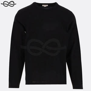 Camiseta negra de manga larga, sudadera gráfica, diseño de fábrica OEM, 100% de algodón, venta al por mayor, cuello redondo, personalizado, Unisex, de gran tamaño - Product Image 1