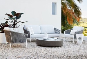 Ensemble de salon d'extérieur moderne ColorWave, 4 pièces, canapé en corde tressée, fauteuil, table basse |   Horticlub Hotel Résistant aux UV/aux intempéries - Product Image 2