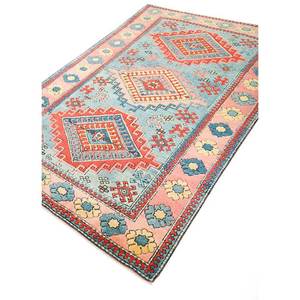 Alfombra de Lana Anudada a Mano Nuray Azul, Diseño Geométrico Oriental para Sala de Estar, Dormitorio Juvenil - Pae-1184, Rectangular 9x12, Tamaño para Pasillo - Product Image 2