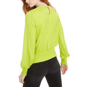Top Elegante da Donna in Chiffon con Scollo Incrociato XS/XL Verde, Maniche a Sbuffo, Vita Impero, Logo Personalizzato, Casual per Occasioni Diurne, con Volant - Product Image 2