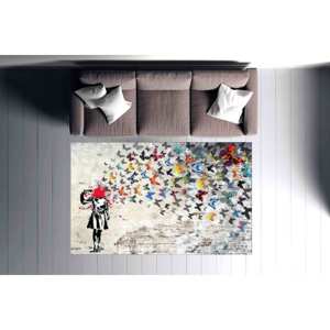 Tapis décoratif Graffiti Art - Tapis Fille Papillon de Banksy, Tapis imprimé, Tapis fin non tissé - Product Image 2