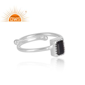 Fabricante de joyería de anillo ajustable de piedras preciosas espinales negras naturales de plata de ley fina de nuevo diseñador - Product Image 3