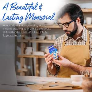 โกศสีน้ําเงินสําหรับเถ้า - นกที่ระลึกพร้อมกล่องและถุง - ถือเถ้าได้ 3 ลูกบาศก์นิ้ว - โกศขนาดเล็กทําด้วยมือสําหรับเถ้ามนุษย์ - Product Image 4