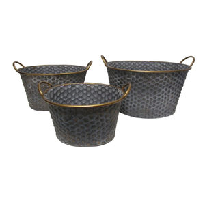 Hot Sale Iron Planter pot for Home Garden Decoration Vintage Embossed Galvanized <b>Metal</b> Iron Planter Pots Flower <b>Bucket</b> - Product Image 1