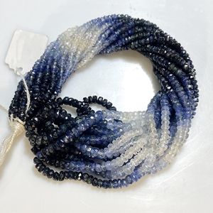 Perles de saphir bleu ombré en forme de rondelle à facettes en gros pierre précieuse naturelle pour les fournitures de perles de bijoux - Product Image 5