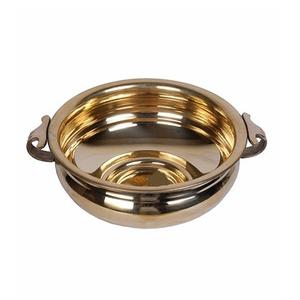 Urli en laiton de couleur or fait à la main avec des fleurs de forme ronde de qualité exclusive pour la décoration de mariage et de fête - Product Image 5