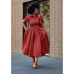 Vestidos de mujer Cuello redondo Puff Flare Venta caliente Mangas africanas Vestido corto con estampado de color - Product Image 4