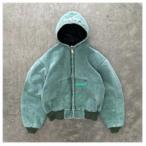 Sweats à capuche pour homme 100% coton 2025 Denim sweats à capuche avec fermeture éclair lourd coton hommes sweat à capuche surdimensionné Logo personnalisé dernière conception OEM - Product Image 2