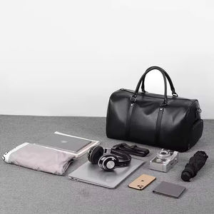 Custom Logo Large Capacity Fitness Travel Duffle <b>Bag</b> Waterproof Black PU <b>Mens</b> <b>Sports</b> Gym Duffel <b>Bag</b> - Product Image 5