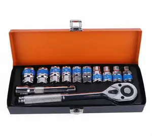 12Pcs Bike Torque Wrench Tool Set Socket Ratchet Wrench Spanner Set with metal box