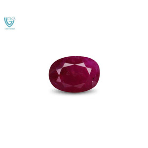 Pierre précieuse en rubis non montée, 4,97 carats, émeraude facettée, taille ovale, saphir naturel, couleurs vert optique, rouge, rose, calibré, certifié IGI - Product Image 1