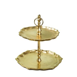 Creative Quality Modern Design Eco-Friendly Handmade Aluminium Square 2-<b>Tier</b> <b>Cake</b> <b>Stand</b> Stainless Steel Gold Finish Decorative - Product Image 3