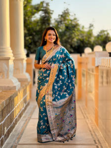 Hermoso Sari banarasi con retoque meenakari - Product Image 6