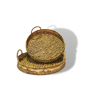 Juego de 2 bandejas para servir agua de Jacinto de madera Premium Vecraft con asas para desayuno y servicio de comida en casa - Product Image 3