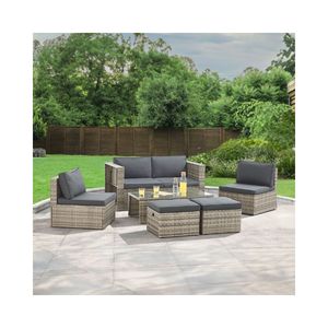 Precio de fábrica Juego de patio Mesa templada para exteriores Juego de sofás de jardín de 5mm Embalaje de cartón Juegos de jardín Fábrica de mimbre de ratán - Product Image 1