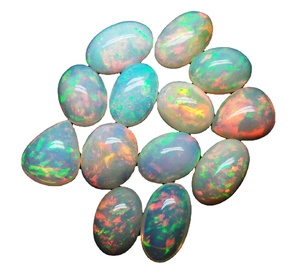 Cabochon d'opale de feu éthiopien coupant des pierres précieuses en vrac lot de gros naturel de haute qualité en forme de poire ronde et ovale pour bijoux gemme - Product Image 6