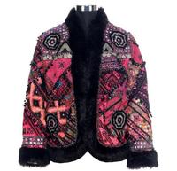 Belle veste de soirée courte style bohémien Banjara avec fausse fourrure